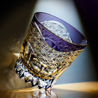 Handcrafted Edo Kiriko Amethyst Prism whisky glass, Japanese cut crystal tumbler by Viko