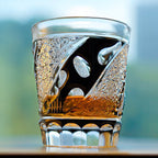 Handcrafted Edo Kiriko Midnight Asanoha whisky glass, Japanese cut crystal tumbler by Viko
