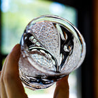Handcrafted Edo Kiriko Midnight Asanoha whisky glass, Japanese cut crystal tumbler by Viko