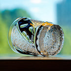 Handcrafted Edo Kiriko Midnight Asanoha whisky glass, Japanese cut crystal tumbler by Viko