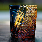 Handcrafted Edo Kiriko Raijin whisky glass, Japanese cut crystal tumbler by Viko