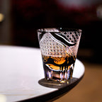 Handcrafted Edo Kiriko Spade Serenity whisky glass, Japanese cut crystal tumbler by Viko