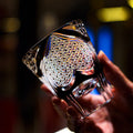 Handcrafted Edo Kiriko Spade Serenity whisky glass, Japanese cut crystal tumbler by Viko