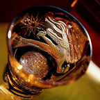Handcrafted Edo Kiriko Soaring Dragon whisky glass, Japanese cut crystal tumbler by Viko