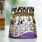 Handcrafted Edo Kiriko Amethyst Prism whisky glass, Japanese cut crystal tumbler by Viko