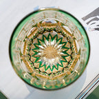 Handcrafted Edo Kiriko Emerald Prism whisky glass, Japanese cut crystal tumbler by Viko