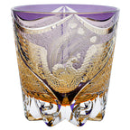Handcrafted Edo Kiriko Dancing Phoenix whisky glass, Japanese cut crystal tumbler by Viko