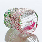 Handcrafted Edo Kiriko Kingyo Nishiki whisky glass, Japanese cut crystal tumbler by Viko