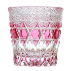 Handcrafted Edo Kiriko Rose Fluorite whisky glass, Japanese cut crystal tumbler by Viko