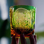 Handcrafted Edo Kiriko Fujin whisky glass, Japanese cut crystal tumbler by Viko