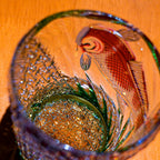Handcrafted Edo Kiriko Kingyo Nishiki whisky glass, Japanese cut crystal tumbler by Viko