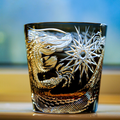 Handcrafted Edo Kiriko Soaring Dragon whisky glass, Japanese cut crystal tumbler by Viko