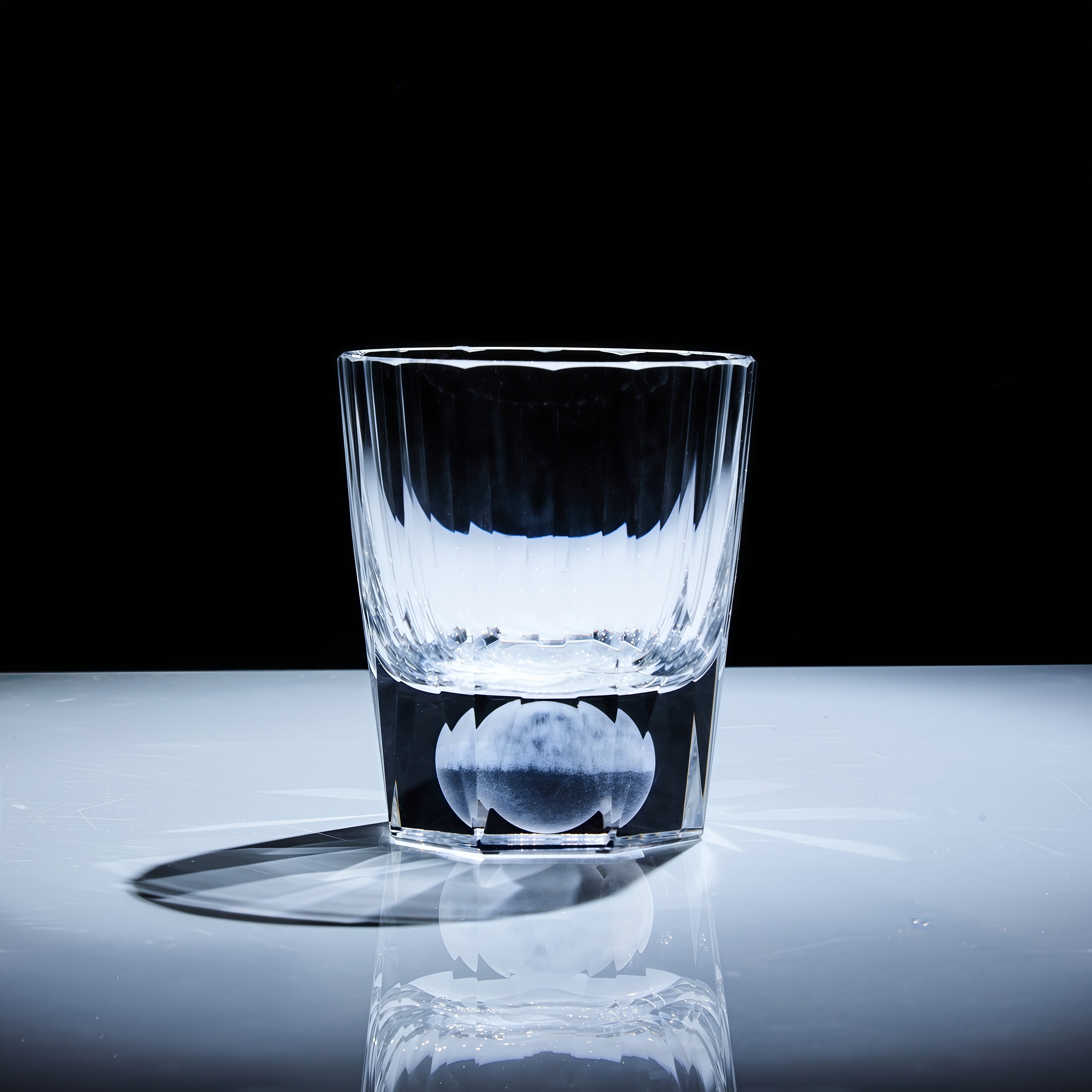 Handcrafted Edo Kiriko Tsukikage whisky glass, Japanese cut crystal tumbler by Viko