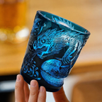 Handcrafted Edo Kiriko Ryujin Asanoha whisky glass, Japanese cut crystal tumbler by Viko