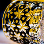 Handcrafted Edo Kiriko Sakura Snow whisky glass, Japanese cut crystal tumbler by Viko