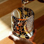 Handcrafted Edo Kiriko Night Jewel whisky glass, Japanese cut crystal tumbler by Viko