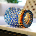 Handcrafted Edo Kiriko Amber Star Chrysanthemum whisky glass, Japanese cut crystal tumbler by Viko
