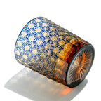 Handcrafted Edo Kiriko Amber Star Chrysanthemum whisky glass, Japanese cut crystal tumbler by Viko