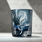 Handcrafted Edo Kiriko Meiba whisky glass, Japanese cut crystal tumbler by Viko