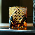 Handcrafted Edo Kiriko Dark Knight whisky glass, Japanese cut crystal tumbler by Viko