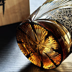 Handcrafted Edo Kiriko Crane Feather whisky glass, Japanese cut crystal tumbler by Viko