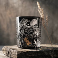 Handcrafted Edo Kiriko Kuro Kin Maneki Neko whisky glass, Japanese cut crystal tumbler by Viko