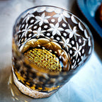 Handcrafted Edo Kiriko Sakura Snow whisky glass, Japanese cut crystal tumbler by Viko
