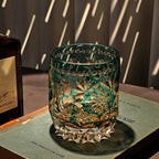 Handcrafted Edo Kiriko Seika Kasane whisky glass, Japanese cut crystal tumbler by Viko