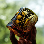 Handcrafted Edo Kiriko Night Jewel whisky glass, Japanese cut crystal tumbler by Viko
