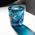 Handcrafted Edo Kiriko Ryujin Asanoha whisky glass, Japanese cut crystal tumbler by Viko