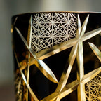 Handcrafted Edo Kiriko Crane Lightning whisky glass, Japanese cut crystal tumbler by Viko