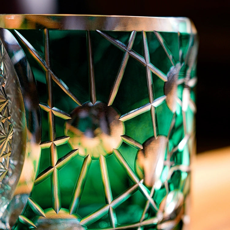 Handcrafted Edo Kiriko Night Jewel whisky glass, Japanese cut crystal tumbler by Viko
