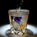 Handcrafted Edo Kiriko Violet Peacock whisky glass, Japanese cut crystal tumbler by Viko