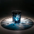 Handcrafted Edo Kiriko Soaring Crane whisky glass, Japanese cut crystal tumbler by Viko