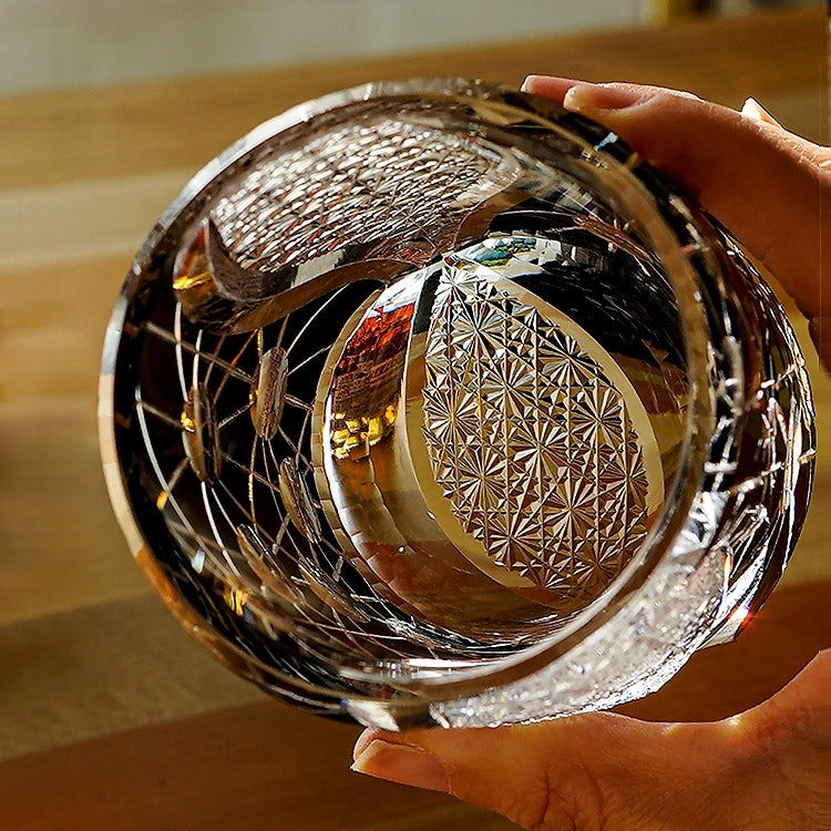 Handcrafted Edo Kiriko Night Jewel whisky glass, Japanese cut crystal tumbler by Viko