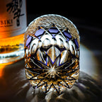 Handcrafted Edo Kiriko Fluorite whisky glass, Japanese cut crystal tumbler by Viko