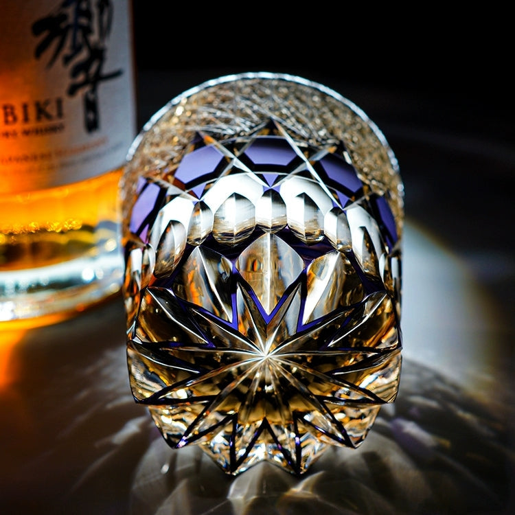Handcrafted Edo Kiriko Fluorite whisky glass, Japanese cut crystal tumbler by Viko