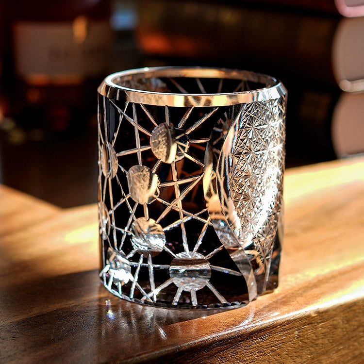 Handcrafted Edo Kiriko Night Jewel whisky glass, Japanese cut crystal tumbler by Viko
