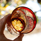 Handcrafted Edo Kiriko Crane Feather whisky glass, Japanese cut crystal tumbler by Viko