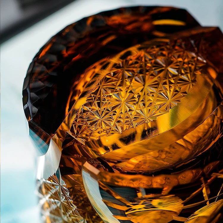 Handcrafted Edo Kiriko Night Jewel whisky glass, Japanese cut crystal tumbler by Viko