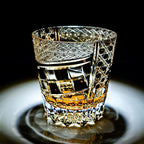 Handcrafted Edo Kiriko Midnight Motif whisky glass, Japanese cut crystal tumbler by Viko