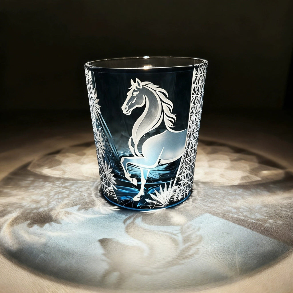 Handcrafted Edo Kiriko Meiba whisky glass, Japanese cut crystal tumbler by Viko