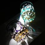 Handcrafted Edo Kiriko Seika Kasane whisky glass, Japanese cut crystal tumbler by Viko