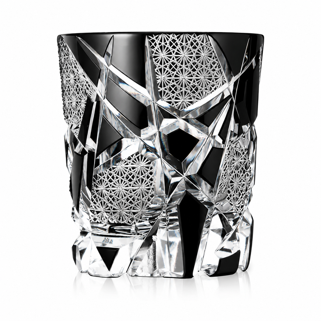 Dark Ragnarok Edo Kiriko Whisky Glass | Black Japanese Crystal Tumbler - Product image 1