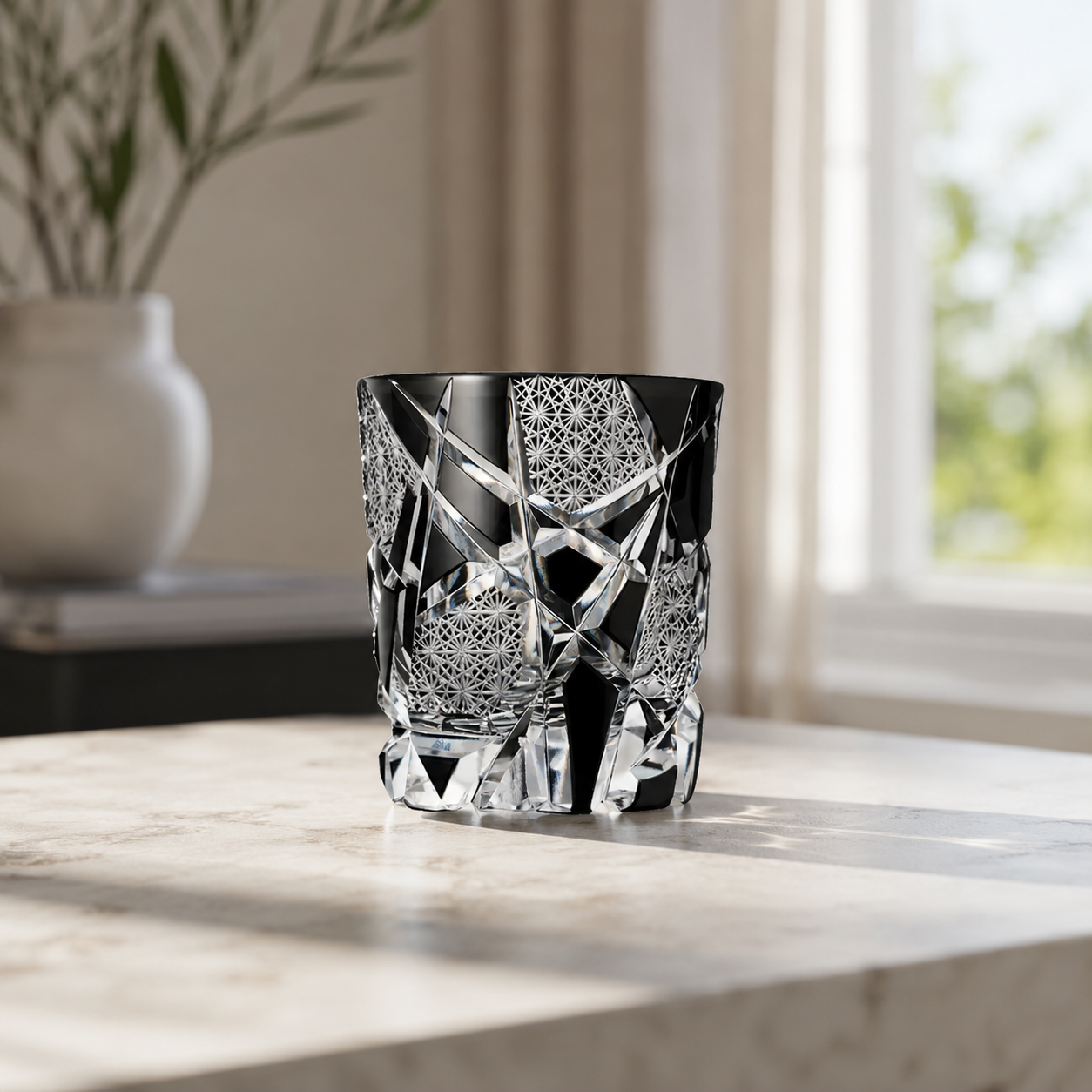 Dark Ragnarok Edo Kiriko Whisky Glass | Black Japanese Crystal Tumbler - Product image 3