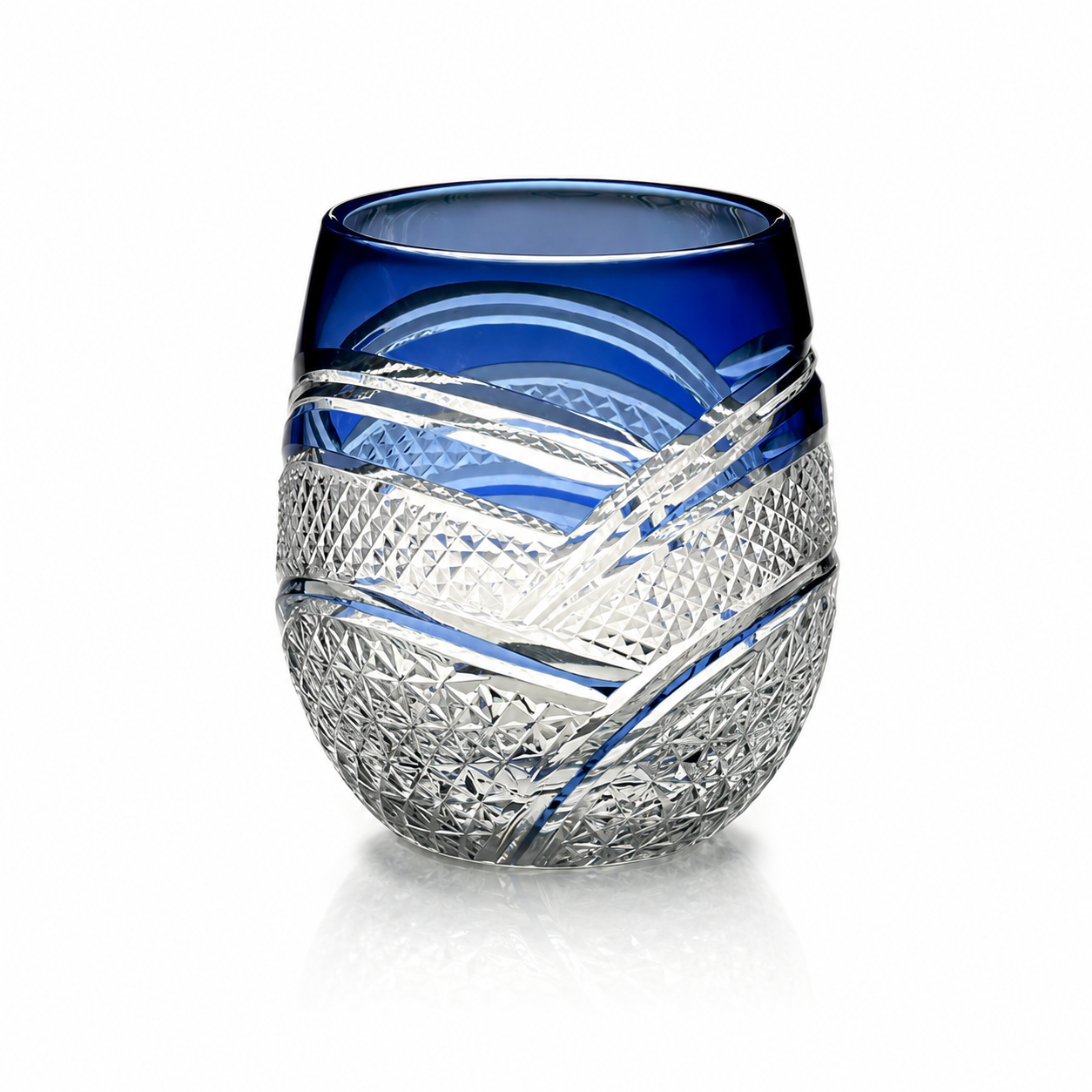 Moonlit Ripple Blue Edo Kiriko Whisky Glass | Japanese Crystal Tumbler - Product image 1