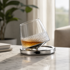 Rotating Crystal Whisky Glass with Display Base | Modern Spinning Tumbler - Product image 3