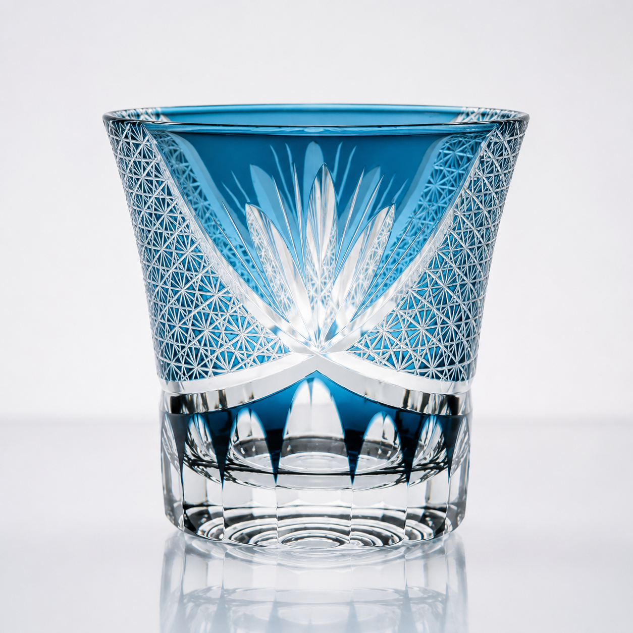 Aqua Chrysanthemum Crystal Whisky Glass | Japanese Cut Tumbler - Product image 1