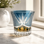 Aqua Chrysanthemum Crystal Whisky Glass | Japanese Cut Tumbler - Product image 3