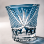 Aqua Chrysanthemum Crystal Whisky Glass | Japanese Cut Tumbler - Product image 4